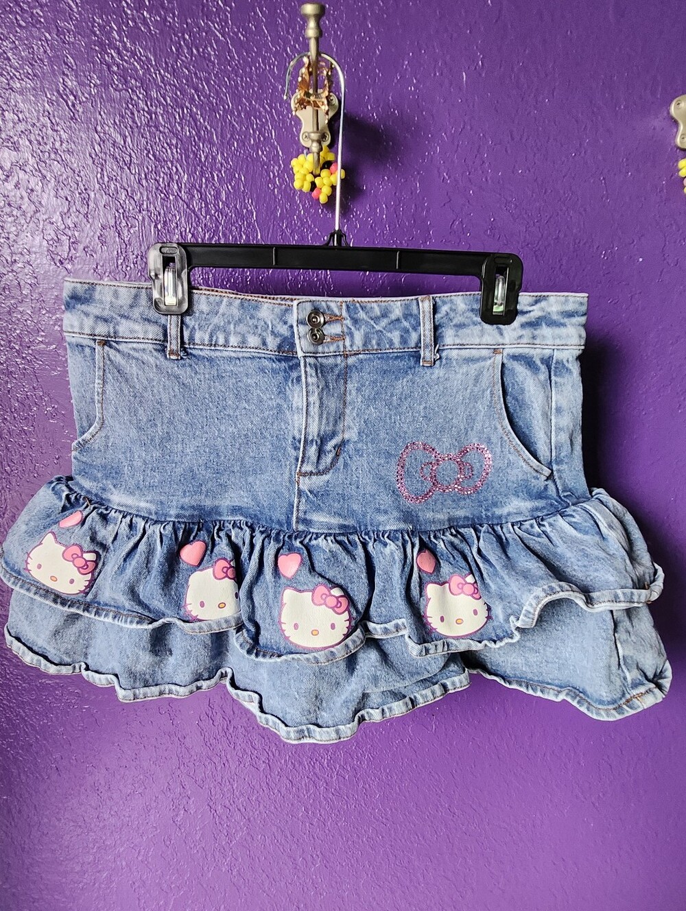 Hello Kitty Denim Ruffle Mini Skirt - Picture 2 of 6